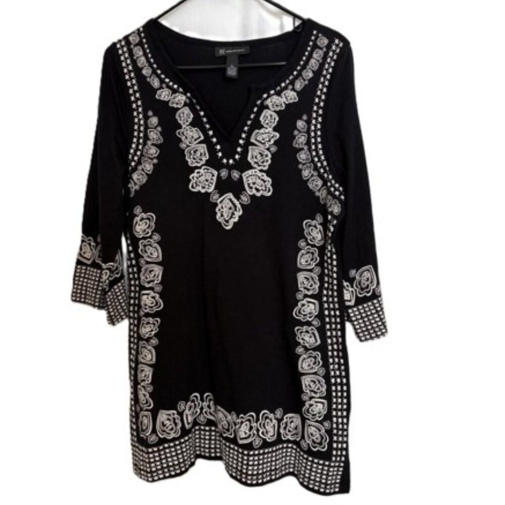 INC Embellished  with Clear Beads Tunic Sz Large
